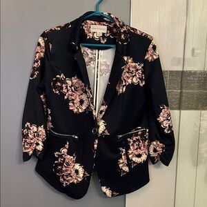 Navy floral casual blazer